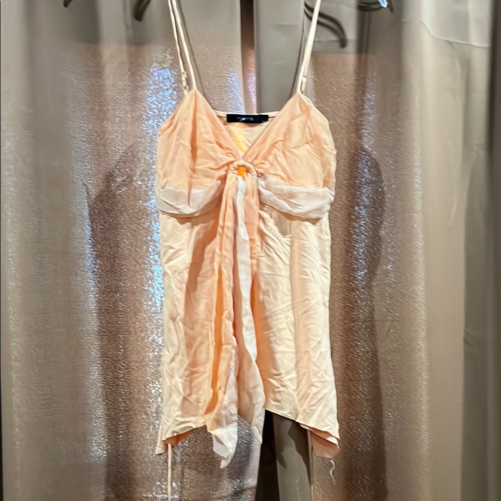 Peach and White Sleeveless Top